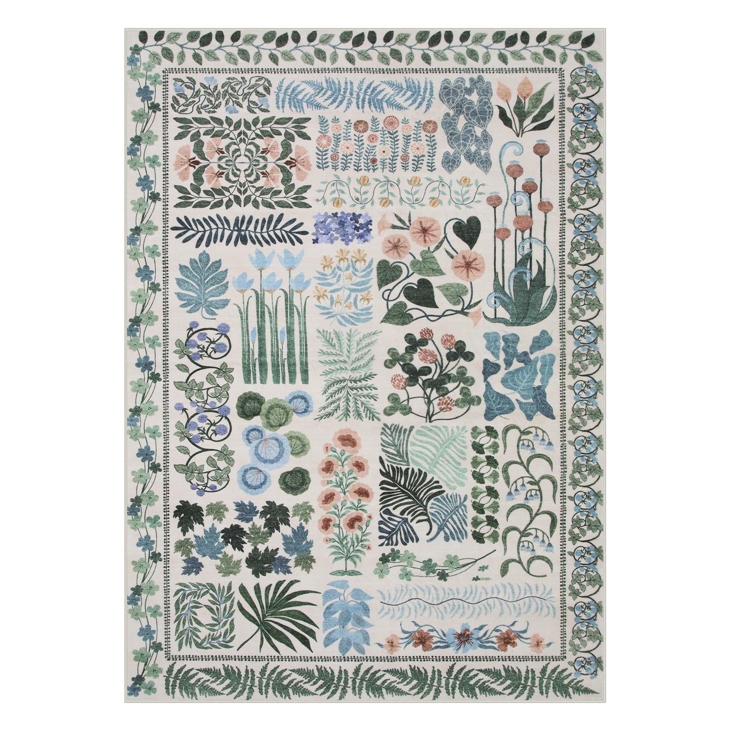 Zealude Floral Boho 5x7 Area Rugs for Bedroom Living Room, Botanical Soft Dining Room Rug, Large Non Slip Stain Resistant Indoor Throw Carpet for Entryway Kitchen Office Playroom (Beige,5 x 7)