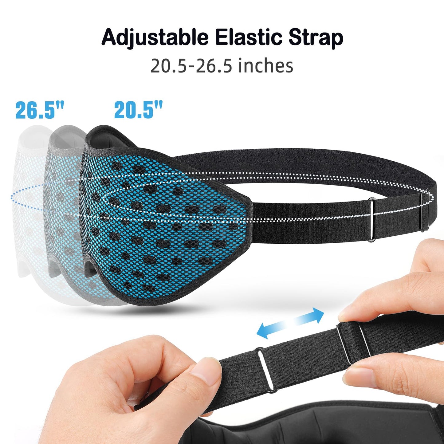 LitBear Breathable Sleep Mask, 3D Eye Mask Sleep for Side Sleepers Women Men, Light Blocking Sleeping Mask with Adjustable Strap, Soft Lightweight Eye Cover for Travel, Night Work, Nap, Office - Blue
