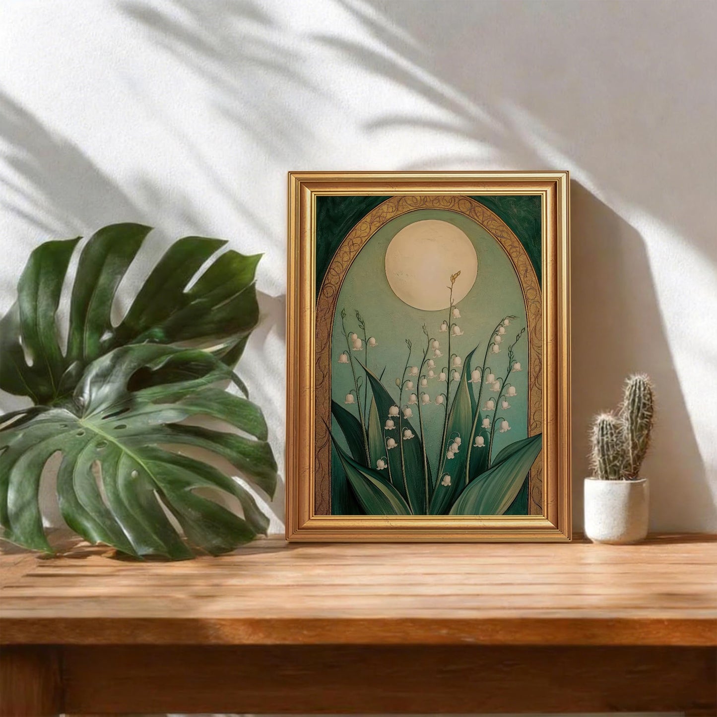 EJPFOGV Lily of the Valley Vintage Arch Framed Canvas Wall Art 8x10 inches