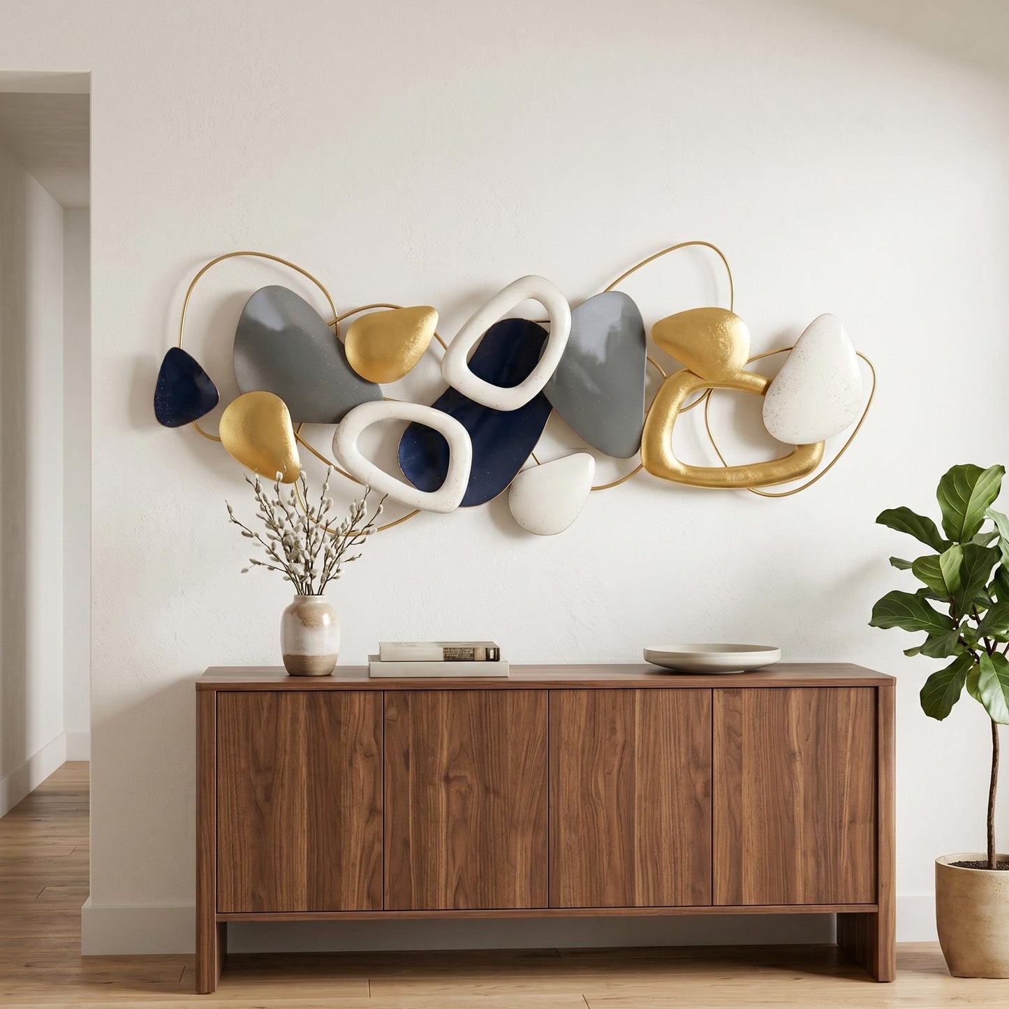 Axioglo 59" Large Wall Decor,3D Abstract Metal Wall Art for Living Room