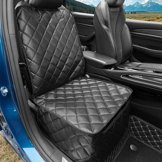 Car Seat Covers for Dogs–Waterproof PU Leather Car Front Seat Cover for Pets & Humans,Scratchproof Captain Seat Protector Fits for Most Cars, Trucks, SUVs，Minivans