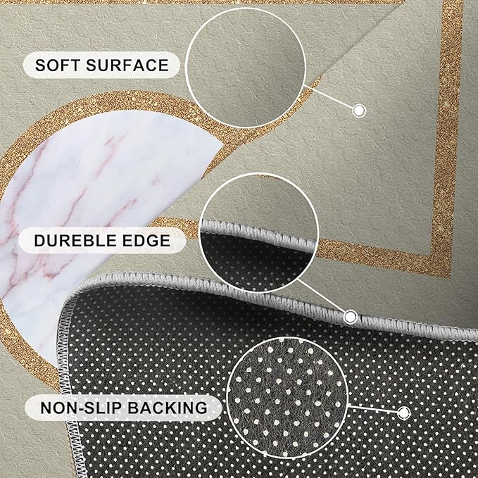 Abstract Marble Area Rugs Gilded Circle Rectangle Geometry Area Carpet Mid-Century Simple Rug Luxury Decor Rug for Living Room Door Mats Porch 6x9ft