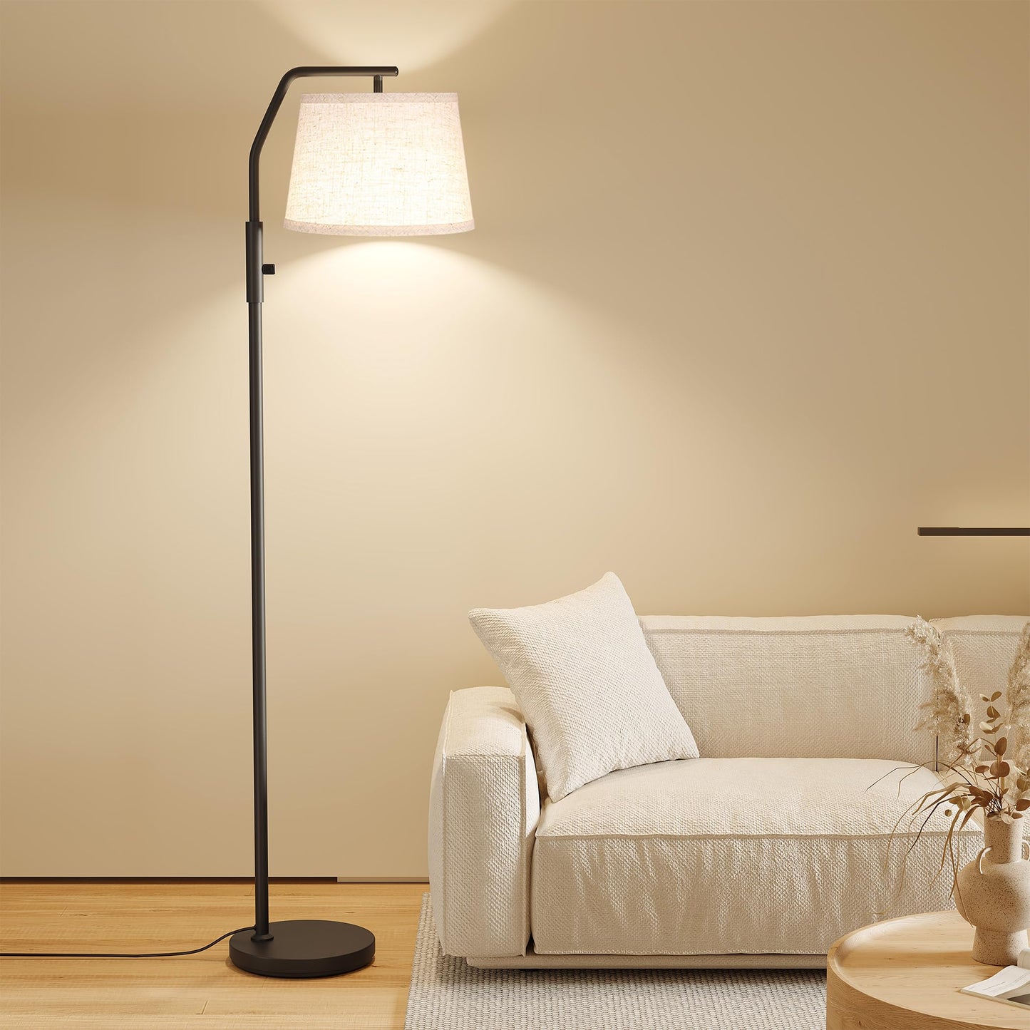 SUNMORY Floor Lamps for Living Room, 9W Bulb Included, Lamp for Bedroom with Adjust Head, Standing Lamp with Rotary Switch, 0-100% Dimmable Floor Lamp for Living Room Bedroom Office Nursery