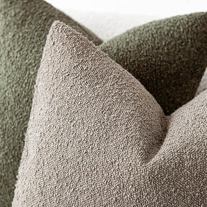 Foindtower Decorative Textured Boucle Throw Pillow Covers Accent Solid Pillow Cases Neutral Soft Cozy Couch Cushion Case for Chair Sofa Bedroom Living Room Home Decor 22x22 Inch,1PC,Light Taupe