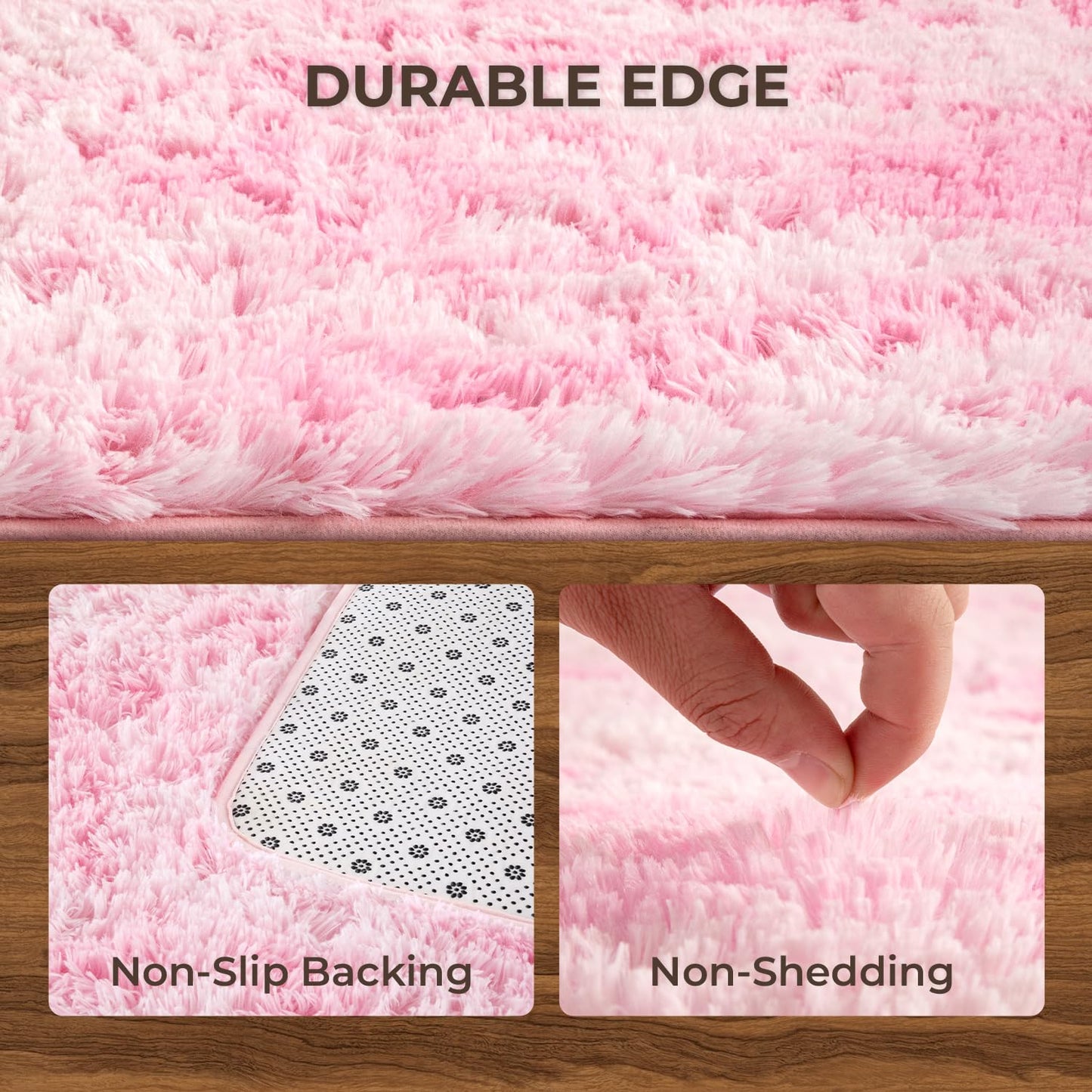 Litanika 3x5 Fluffy Shag Faux Fur Area Rug for Living Room Bedroom, Tie-Dyed Pink High Pile Soft Plush Shaggy Furry Bedside Playroom Dorm Carpet, Non-Slip, Non-Shedding Modern Indoor Floor Rug