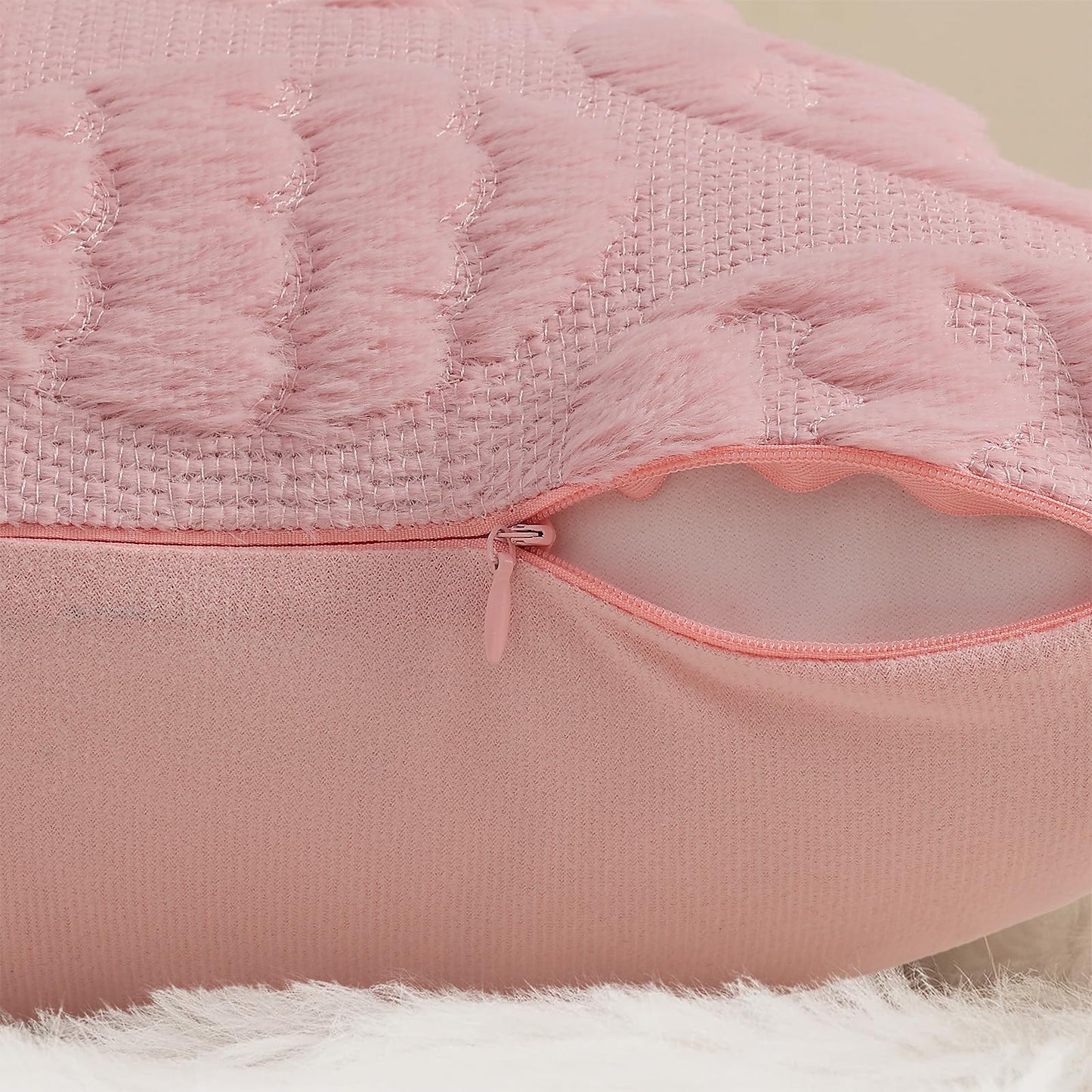 decorUhome Easter Pink Egg Pillow Covers 12x20 Inch Set of 2, Soft Plush Faux Wool Jacquard Cushion Covers, Farmhouse Neutral Fuzzy Spring Easter Holiday Decor for Couch Sofa Bed