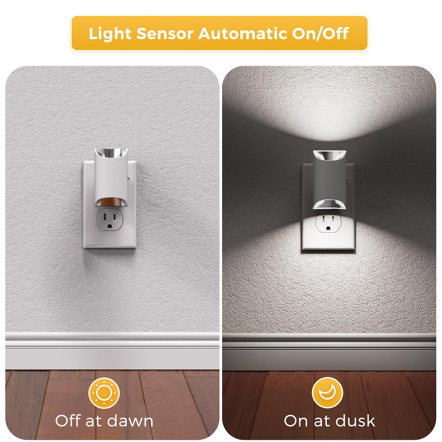 L LOHAS LED Night Light, Night Lights Plug into Wall, 5000K Daylight White, Dimmable Night Light 0-100LM with Light Sensor, Plug in Night Light for Hallway Bathroom Kitchen, 2 Pack