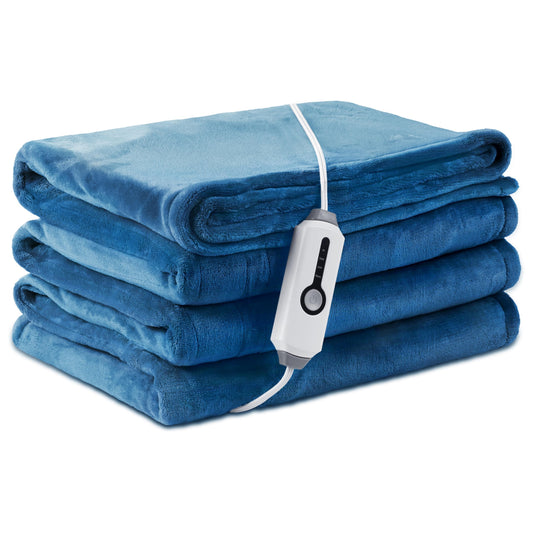 LaffyLo Electric Heated Blanket Full Size 72" x 84", Ultra Soft Flannel Heating Blanket with 4 Heat Settings, 10-Hour Auto Shutoff, ETL Listed Overheat Protection, Machine Washable, Lake Blue