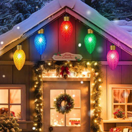 Minetom 11ft Strawberry Multicolor LED C9 Christmas String Lights, Waterproof Outdoor Decorations, 1 Pack Super Jumbo