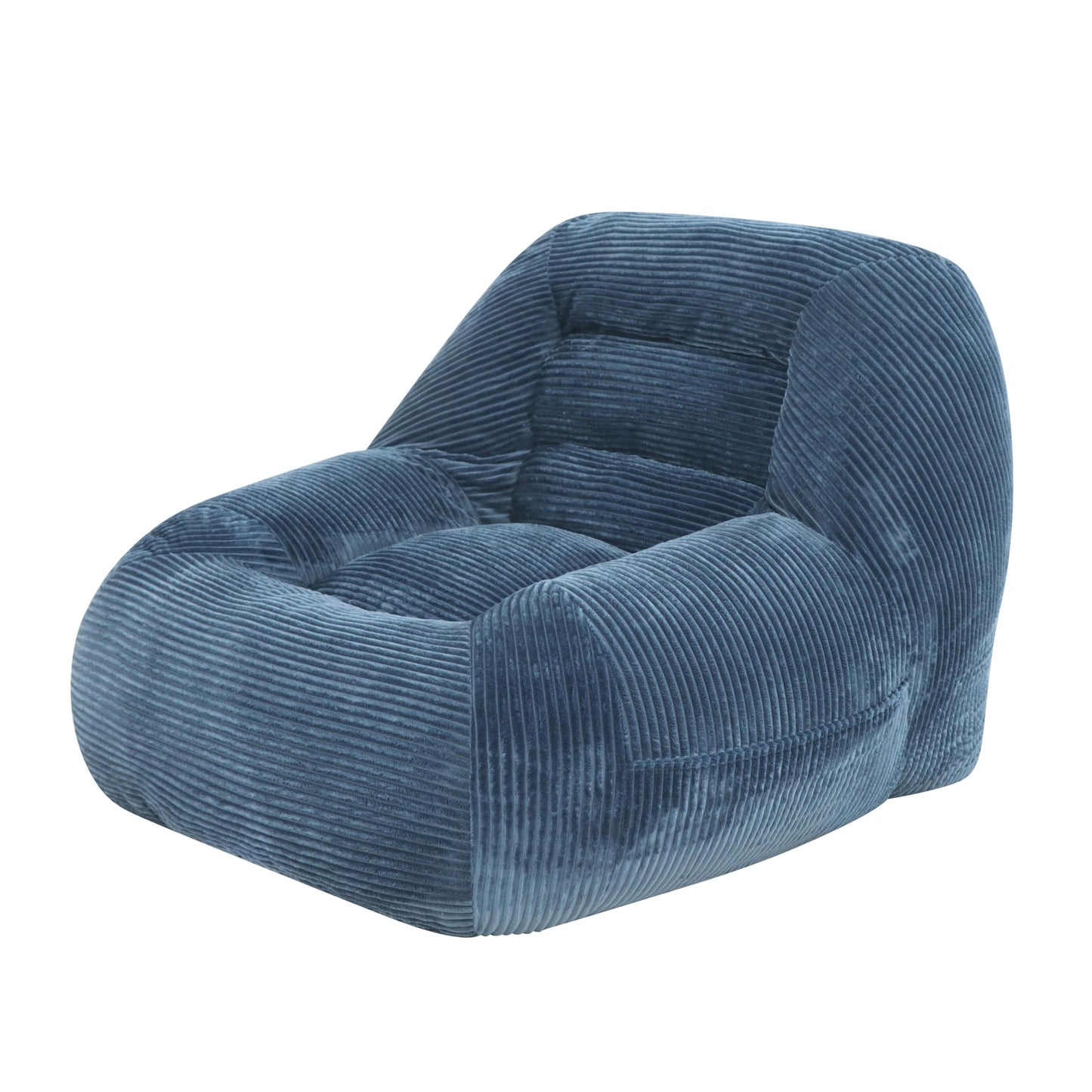 KEIKI Large Bean Bag Chair, Oversized Beanbag Lazy Sofa Chair for Adults & Kids, Space Saving Cozy Corduroy Cloud Couch for Living Room Reading, No Assembly Required Accent Chaise Lounge Indoor, Blue