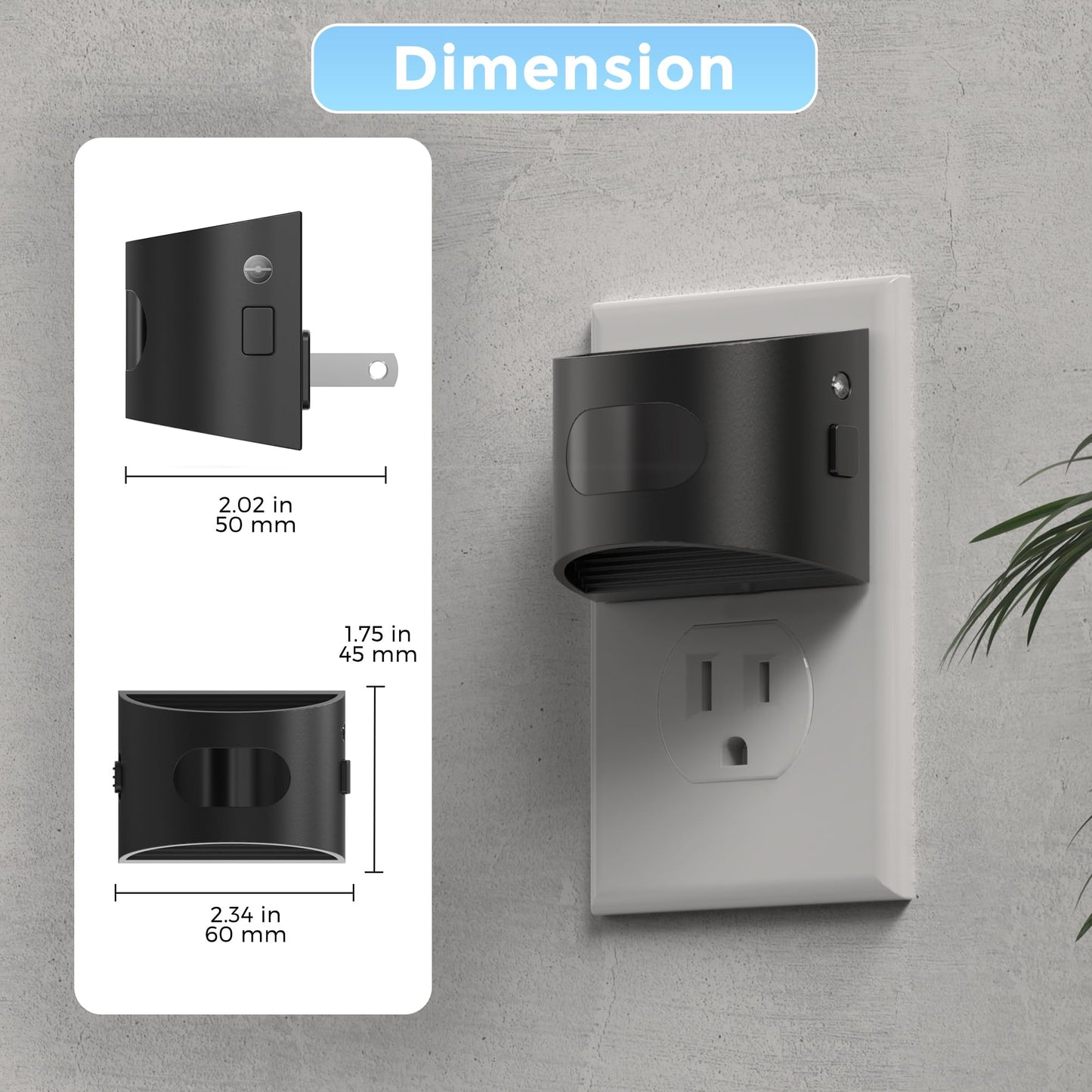 L LOHAS LED Night Light with Motion Sensor & Dusk to Dawn Sensor, Night Lights Plug into Wall with 30-100lm Adjustable Brightness, Dimmable Night Light for Bathroom, 5000K Daylight White, 2 Pack