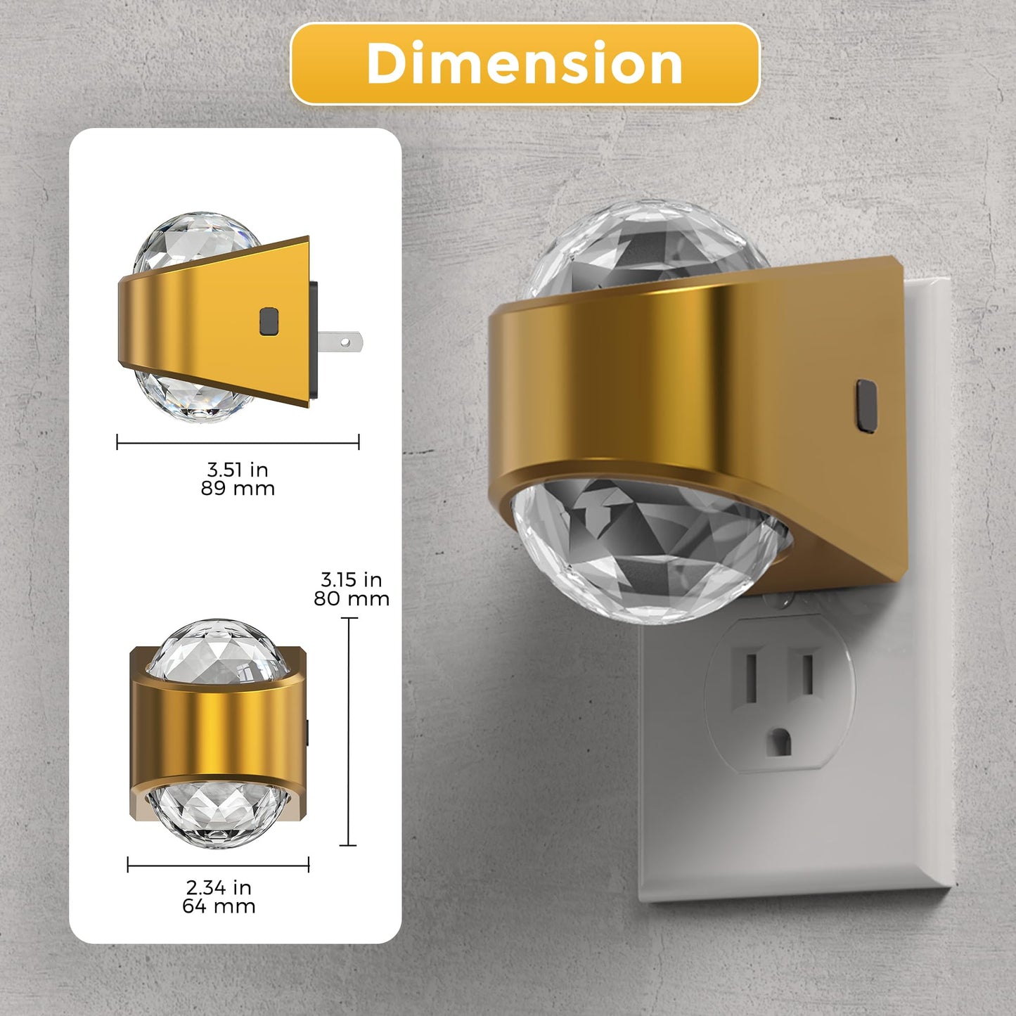 L LOHAS LED Projector Night Light,[2-Pack] Night Lights Plug into Wall,Dusk to Dawn Sensor,3000K Soft White,Brightness Adjustable,Projector Nightlight for Bathroom Bedroom Hallway