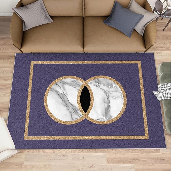 Marble Area Carpet Elegant Purple Marble Area Rugs for Living Room Modern Minimalist Rug Modern Light Luxury Geometric Carpet for Bedroom Entrance Door 5x7ft