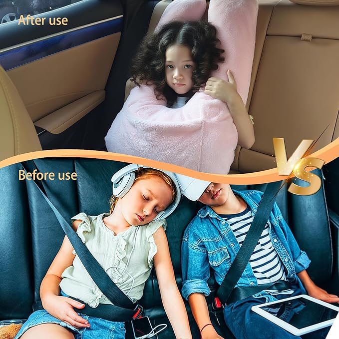 Car Pillow for Kids, U-Shaped Soft Car Travel Pillow for Sleeping with Removable Cover for Car Seat Head and Neck Support Children and Adult,Perfect for Long Road Travel,Grey