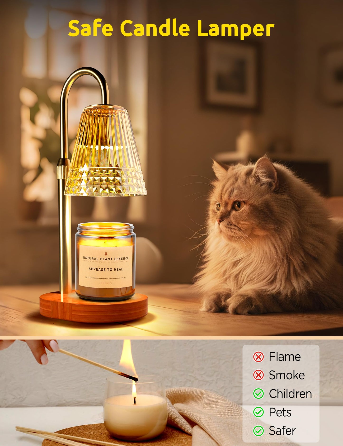 Candle Warmer Lamp with Timer Dimmer, Adjustable Wax Warmer for Jar Candles