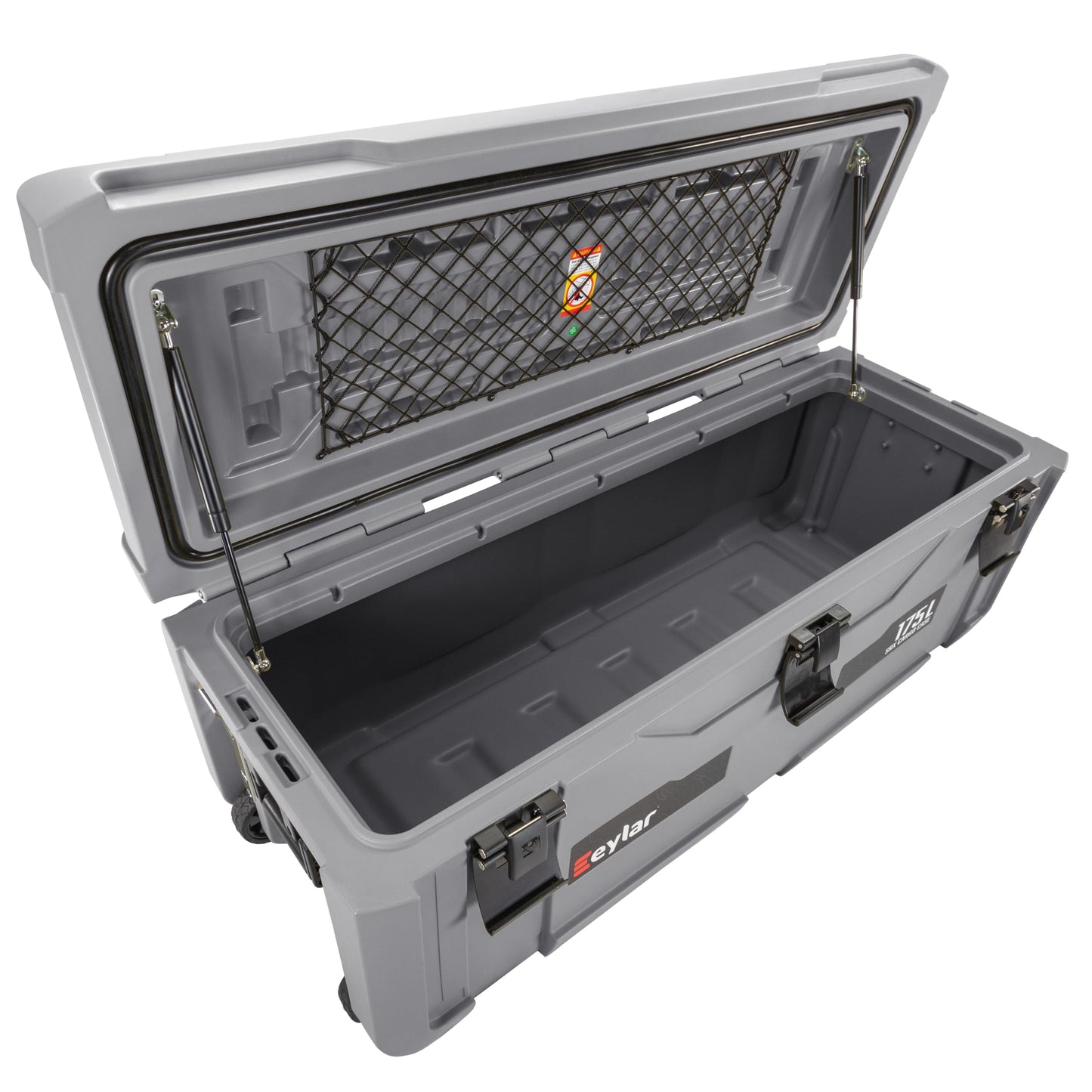 SRX-175 Overlanding Cargo Case – 175L Waterproof Storage Box for Camping, Off-Road & Truck Bed Gear – Heavy-Duty Lockable Storage with Gas Strut Lid, Stackable Design & Interior Organizer Tray (Gray)