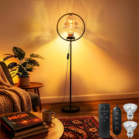 Candle Warmer Lamp with Timer & Dimmer, Black Candle Warmer Light for Jar Candles, Birthday Gifts for Women Mom Her, 50W Candle Floor Lamp for Wax Melt Warmer Modern Room Decor Light for Home(2 Bulbs)