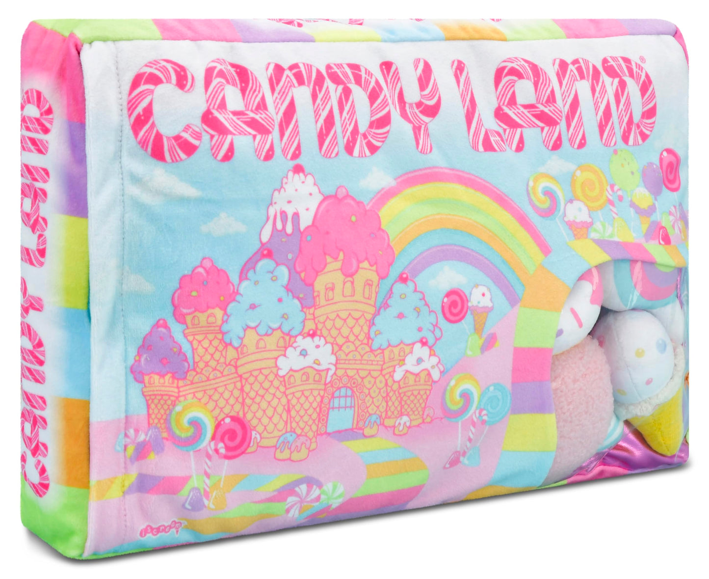 iscream Candy Land Board Game 17.5" x 11.5" Pillow Set with 4 Plushie Game Pieces