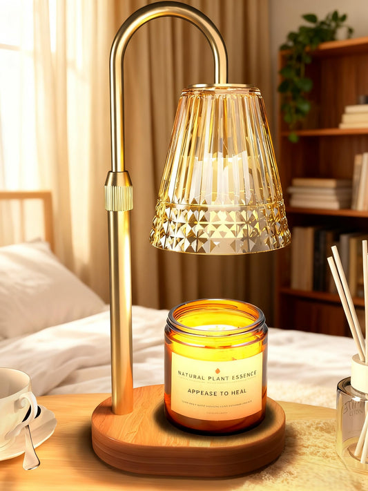Candle Warmer Lamp with Timer, Dimmable Candle Lamp Warmer, Height Adjustable, Birthday Gifts for Women Mom, Vintage Home Decor for Scented Jar - Golden