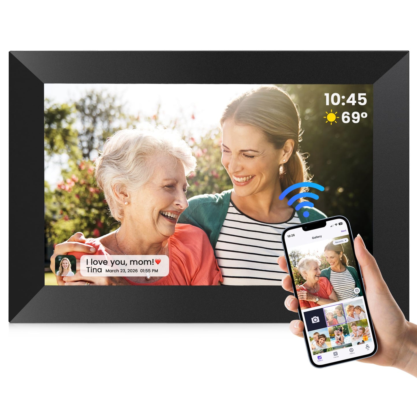 Uhale Digital Picture Frame WiFi 10.1 Inch, Electronic Photo Frames 1280 x 800 HD IPS Touch Screen, Auto Rotate, Slideshow, Share Photos/Videos from Phone Instantly