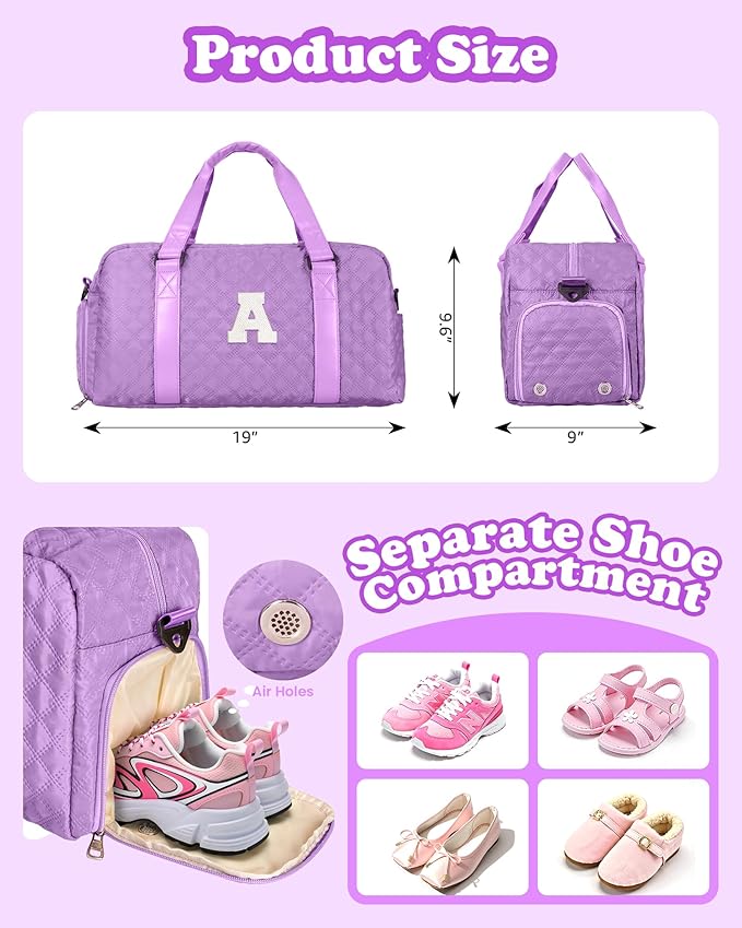 Personalized Duffle Bag Women Girls Gift: Letter Carry on bags, Dance Cheer bag Sports for Girl, Kid Gymnastics Bags, Birthday Gifts for Grandkids Girls Teens