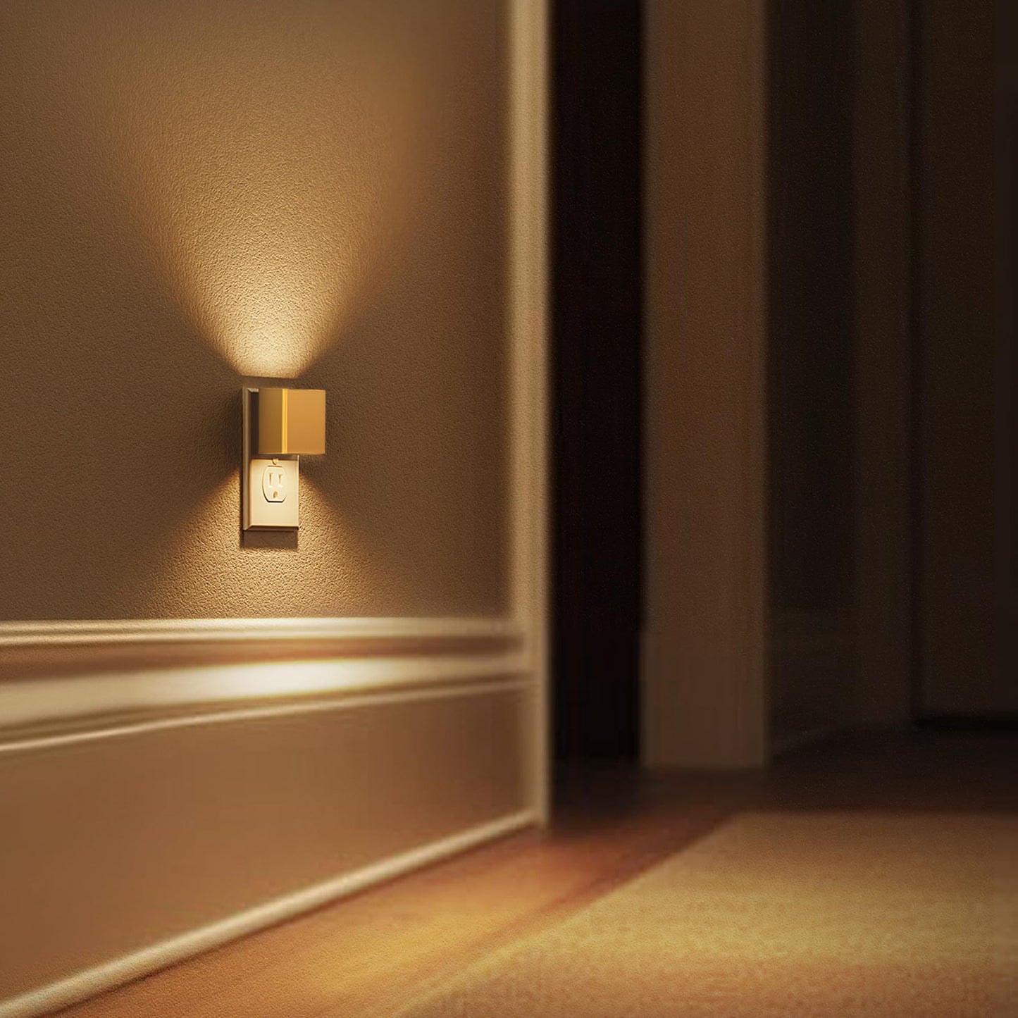 L LOHAS LED [4-PACK] Night Lights Plug into Wall, Dusk to Dawn Sensor, 3000K Warm White, Brightness Adjustable, Modern Home Decor Nightlight for Bathroom Hallway Kitchen Bedroom