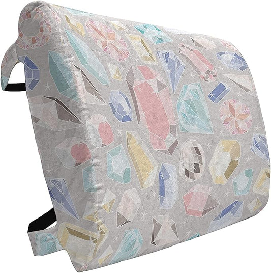Ambesonne Pastel Lumbar Back Support Pillow, Colorful Diamond Gemstone Rich Feminine Women Fashion Theme Digital Print, High Density Foam for Office Chairs Car Seats, 14" x 13", Pink Grey