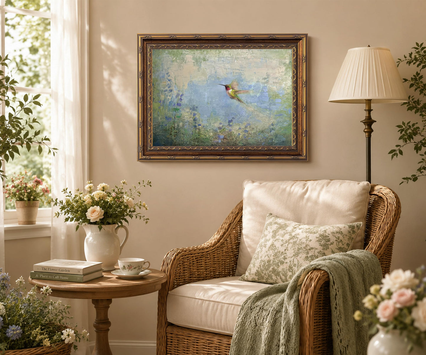 Hummingbird Wall Art Framed Canvas Prints, 8x10 Inches