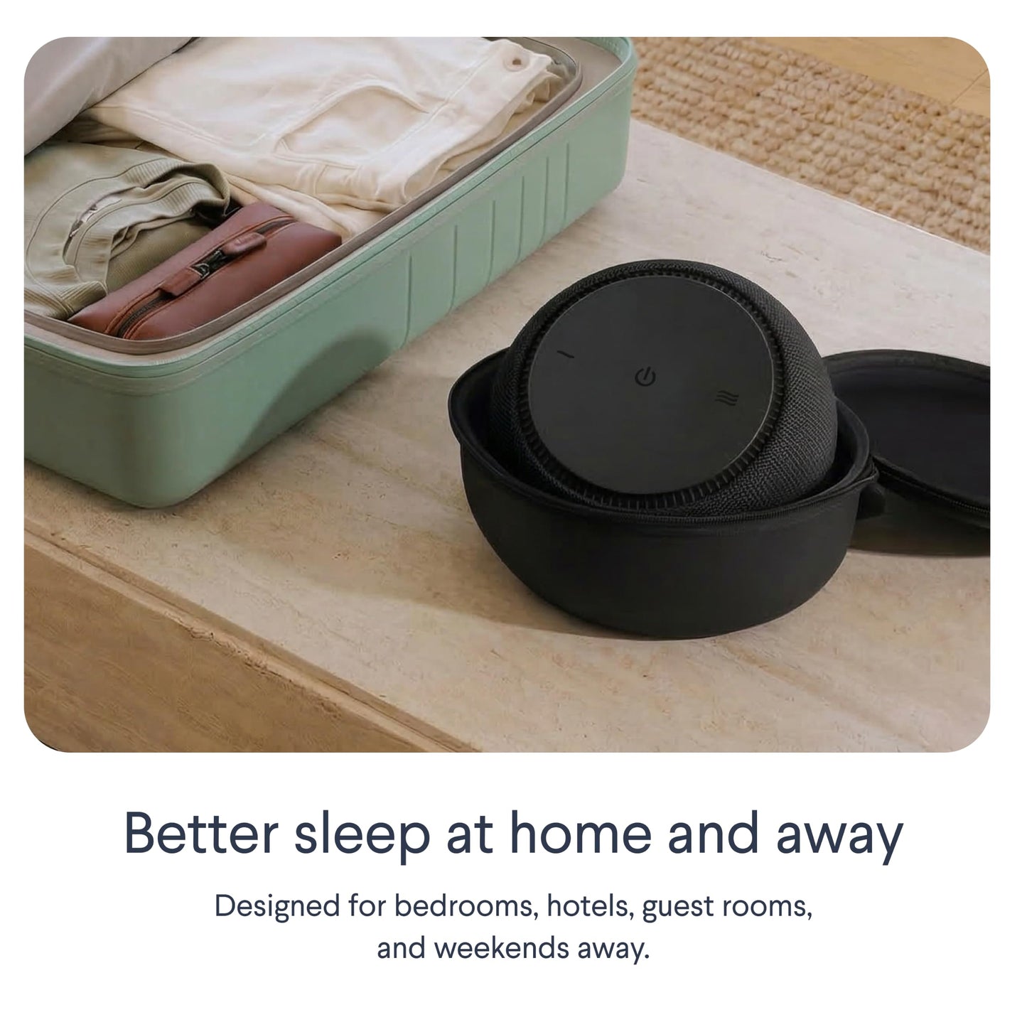 SNOOZ Pro - Smart White Noise Machine & Travel Case - Real Fan Inside, Non-Looping White Noise, Adjustable Tone & Volume - App-Based Remote Control & Sleep Timer - Midnight