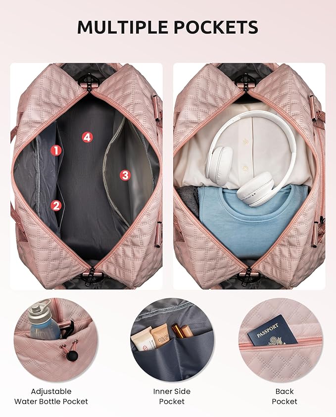 Vogewood Initial Duffle Bag - Personalized Weekender Monogram Letter Travel Overnight Bag with Makeup & Shoe Compartments, Granddaughter & Friend Gifts'