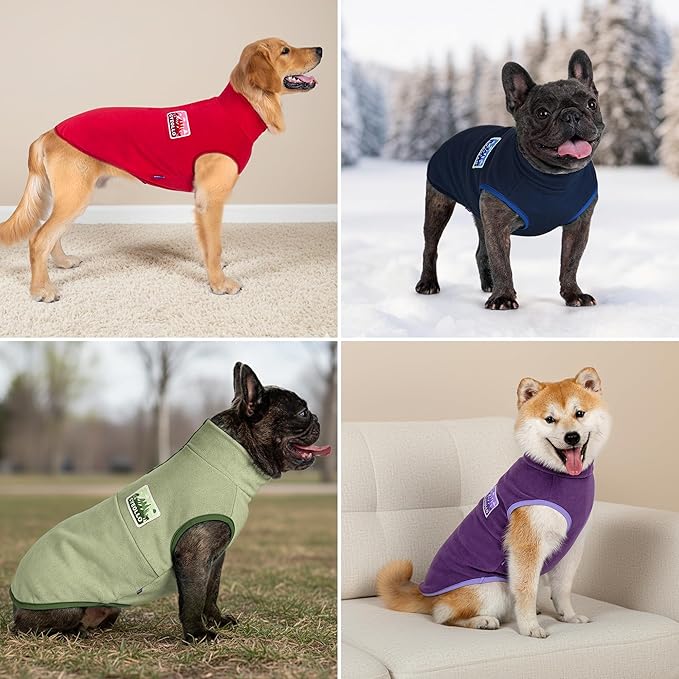cyeollo Dog Sweaters for Small Dogs, Turtleneck Fleece Christmas Dog Sweater Stretchy Pullover Dogs Jacket Vest Lightweight Soft Warm Winter Pet Clothes Boy Girl, Red M