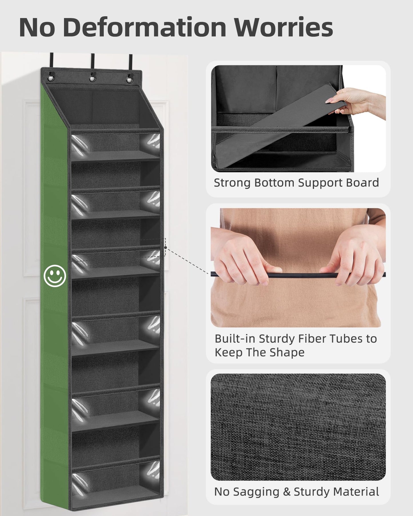 STORAGE MANIAC Over the Door Organizer 6-Shelf Closet Hanging Storage with 14 Mesh Pockets, 66lbs Capacity Clear Deep Pockets Behind Door Storage for Nursery, Bathroom, Bedroom, 1 Pack Black