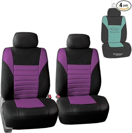 FH Group Automotive Car Seat Covers Front Set Premium 3D Air Mesh Front Seat Covers, Airbag Compatible Universal Fit Interior Accessories for Cars Trucks and SUVs - Purple