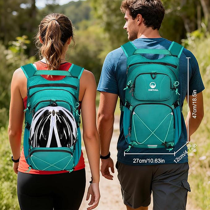 ONETOALL Hydration Backpack 22L, Hiking Backpack with 2L Leakproof Bladder, Sewn-in Rain Cover, Insulated Compartment for Men & Women Running, Cycling, Camping