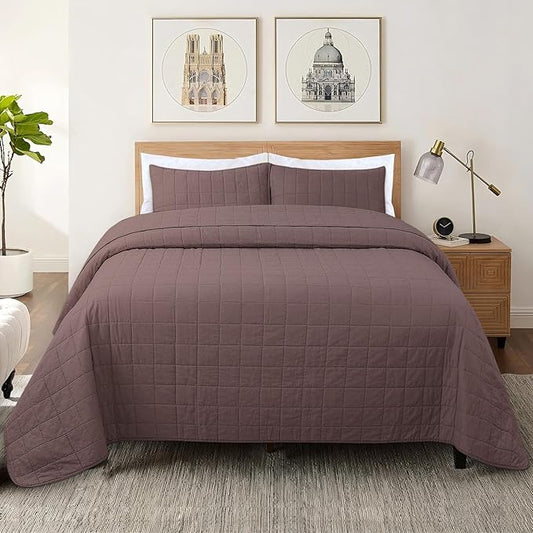 100% Cotton Quilt Sets Oversized King Size - Soft Lightweight Quilt for Bed Bedding Set for Bedroom Decor-Bedspread in Geometric Pattern with 2 Pillow Shams for All Season, 120x120 inches