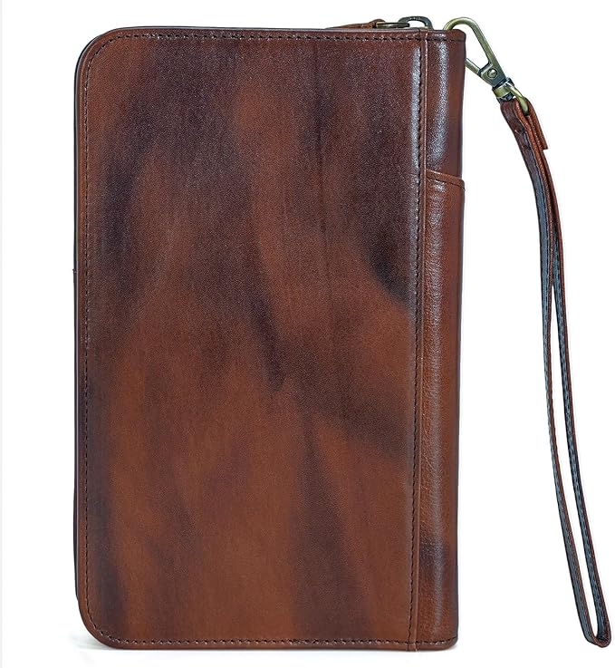 Polare Full Grain Leather Passport Holder Cover Case for Men and Women RFID Blocking Family Travel Wallet Holds 6 Passports