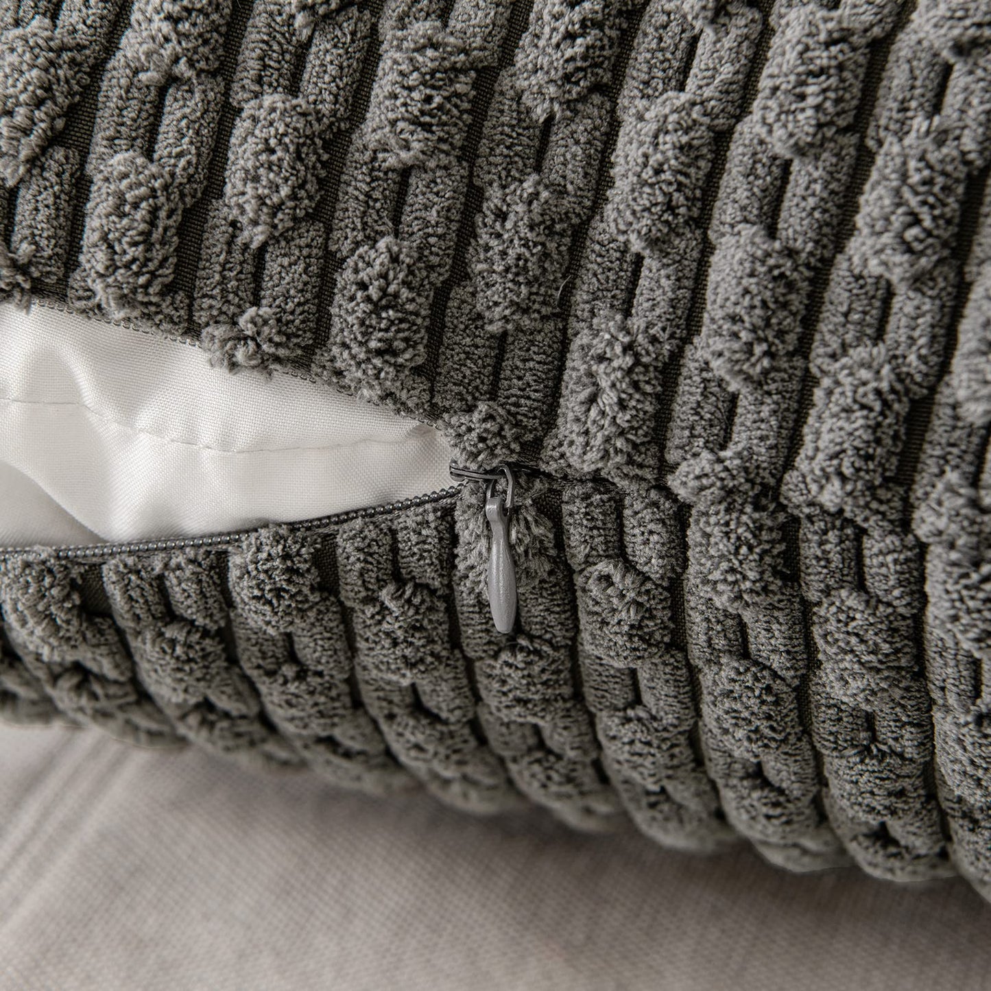 MIULEE Pack of 2 Decorative Lumbar Throw Pillow Covers 12x20 Inch Soft Boho Striped Textured Corduroy Pillow Covers Modern Farmhouse Home Decor for Couch Bed Sofa Living Room Dark Grey