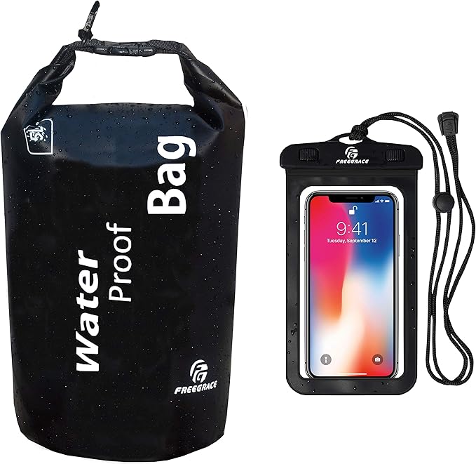 Freegrace Waterproof Dry Bag - Lightweight Dry Sack with Seals and Waterproof Case - Float on Water - Keeps Gear Dry for Kayaking, Beach, Rafting, Boating, Hiking, Camping and Fishing