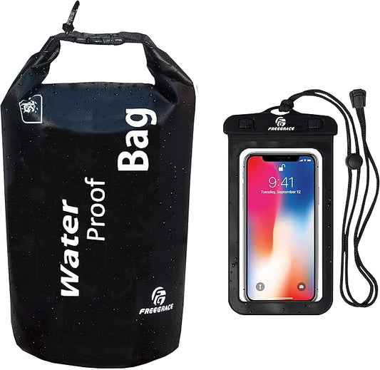 Freegrace Waterproof Dry Bag - Lightweight Dry Sack with Seals and Waterproof Case - Float on Water - Keeps Gear Dry for Kayaking, Beach, Rafting, Boating, Hiking, Camping and Fishing
