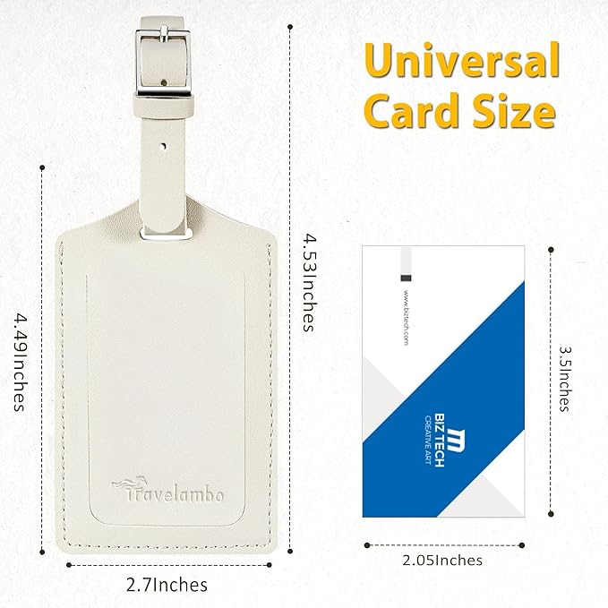 Travelambo 16 Pack Luggage Tags Faux Leather for Suitcases Travel Bag Labels with Protection Cover ID (Ivory)
