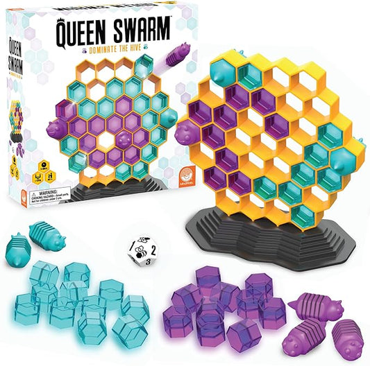 MindWare Queen Swarm - Strategic Hive Domination Game for Kids & Families, Dice-Rolling Area Control Board Game, Ages 6+, 2 Players