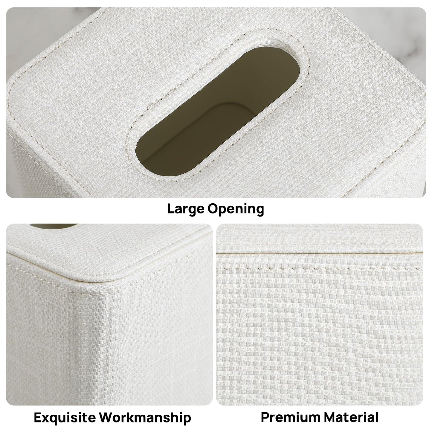 Cretkhp Square Tissue Box Cover with Magnetic Closure, Modern PU Leather Tissue Box Holder for Bathroom Vanity Countertop Night Stands Bedroom Office Desk, Stylish Cube Tissue Holder (Cream)