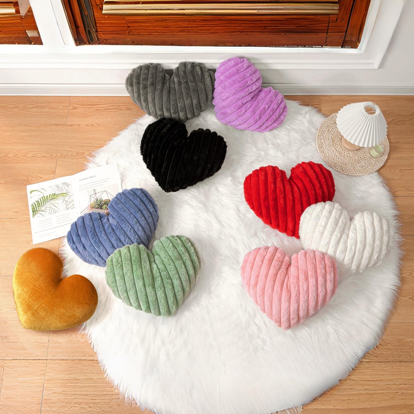Nmkopzy 16 Inch White Heart Pillow Cute Decorative Throw Pillows, Heart Shaped Soft Fluffy Faux Fur Pillows Cushions for Couch Chair Bed Bedroom Room Home Decor Aesthetic (1, White, Medium-16 x13)