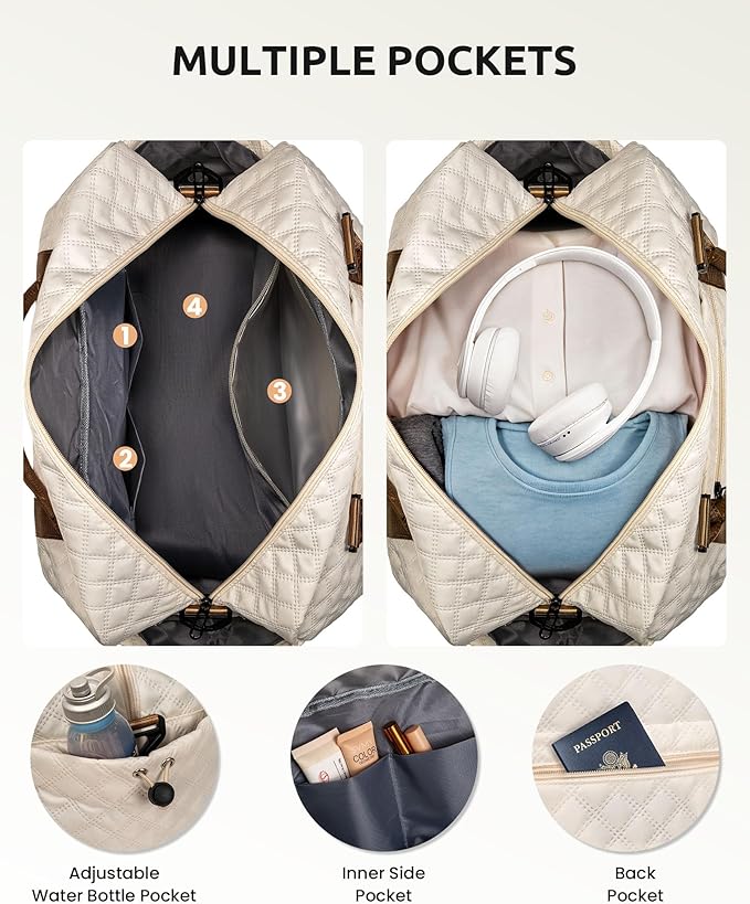 Vogewood Gifts for Mom-Initial Duffle Bag with Shoe Compartment, Personalized Weekender Bag, Monogram Overnight Bag, Letter Travel Bag with Makeup Bag，Personalized Gifts Idea for Women Her (Letter F)