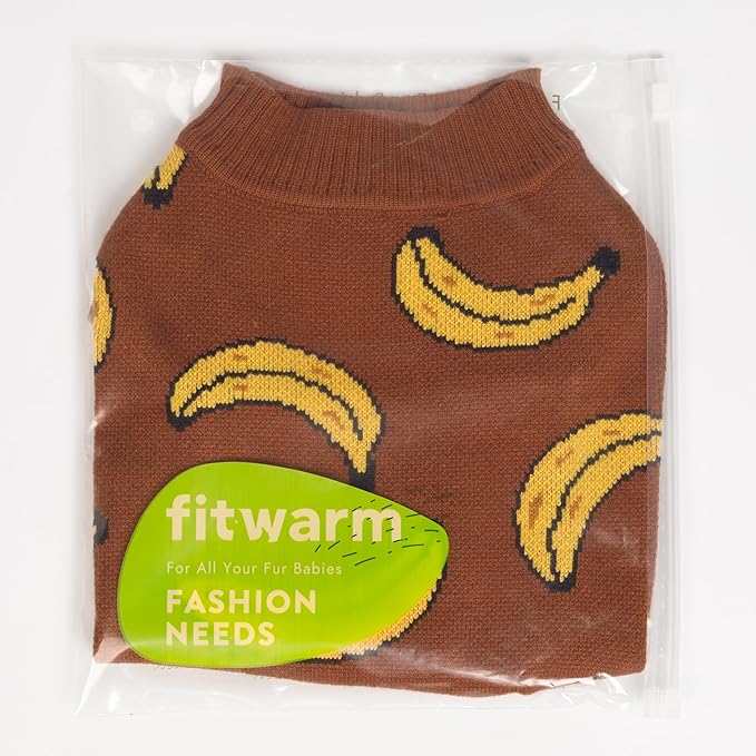 Fitwarm Banana Dog Sweater, Thermal Dog Winter Clothes for Small Dogs Boy Girl, Pet Outfit, Brown, Yellow, XL