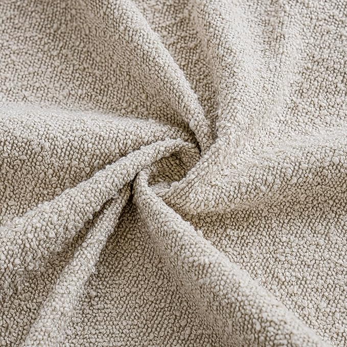 Foindtower Textured Boucle Throw Pillow Covers Accent Solid Pillow Cases Cozy Soft Decorative Couch Cushion Case for Chair Sofa Bedroom Living Room Home Decor, 18 x 18 Inch,Light Beige