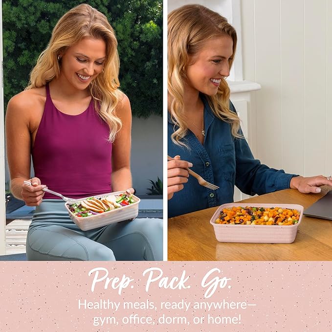 Bentgo Prep - 20-Piece 1-Compartment Reusable Meal Prep Containers with Lids, PFAS & BPA Free Materials, Durable, Microwave, Freezer, & Dishwasher Safe To Go Food Storage (Peony Glitter)