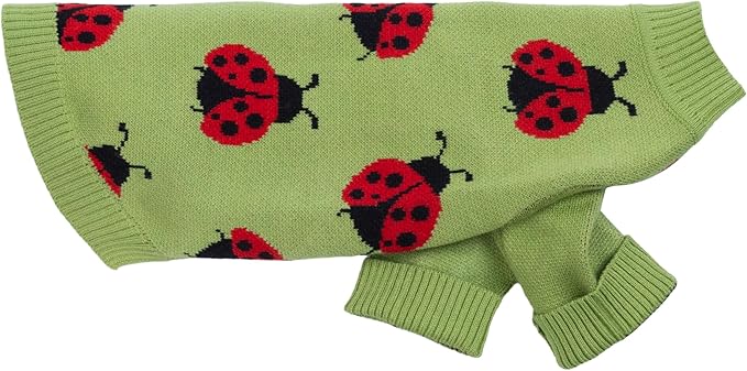 Fitwarm Ladybug Dog Sweater, Warm Dog Winter Clothes for Small Dogs Boy Girl, Pet Outfit, Green, Red, Black, Small