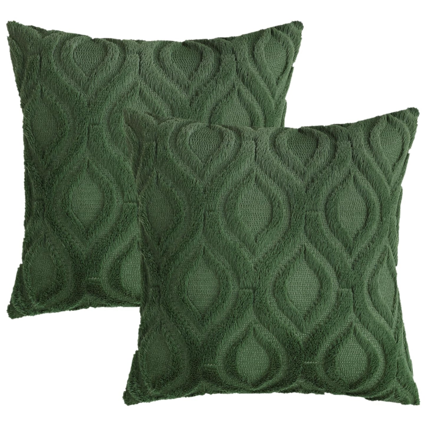 decorUhome Throw Pillow Covers 18x18 Inch Set of 2, Soft Plush Faux Wool Forest Elf Solid Couch Pillow Covers, Accent Farmhouse Neutral Square Pillow Cases for Sofa Bed Living Room