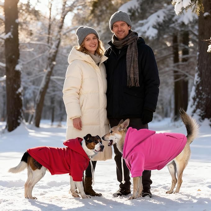 BAOBICUTE Dog Basic Hoodie Soft Dog Clothes Cold Weather Sweaters for Medium Large Dogs Cozy Fabric Warm Sweatshirt with Leash Hole (Rose Pink, M (Back: 16.54",Chest: 22.05", Neck: 16.54"))
